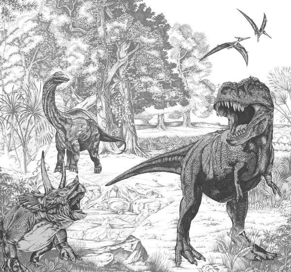 Vliesová obrazová tapeta Dinosauři, 111396 rozměry 3 x 2,8 m