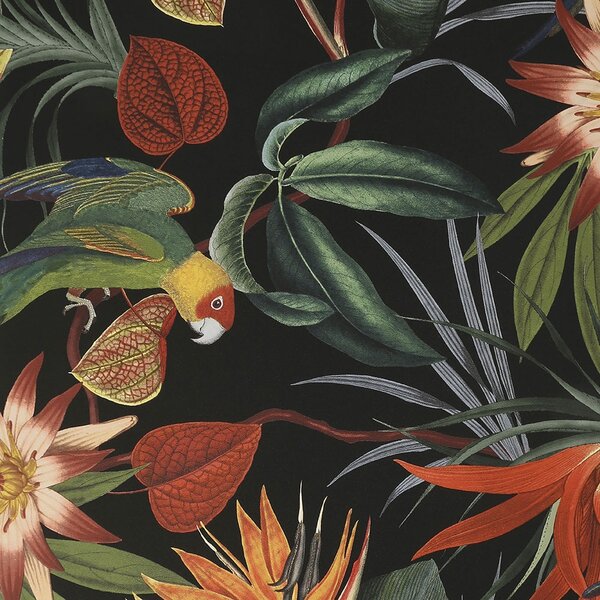 Vliesová tapeta Exotické květiny, listy a papoušci 108602, Vavex rozměry 0,52 x 10 m