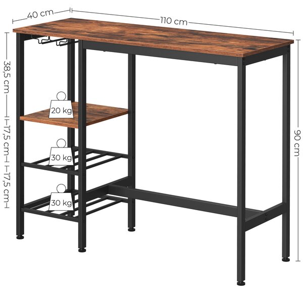BAROVÝ STŮL, černá, tmavě hnědá, 110/40/90 cm Boxxx - Barové stoly, Online Only