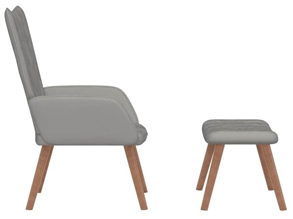 Relaxační křeslo se stoličkou světle šedé samet 327666