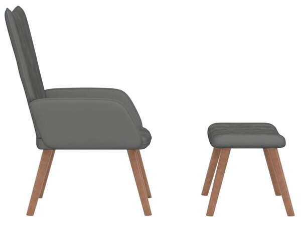Relaxační křeslo se stoličkou tmavě šedé samet 327667