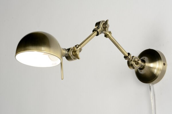 Nástěnné industriální svítidlo s kabelem a vypínačem Retro Power Gold (LMD)