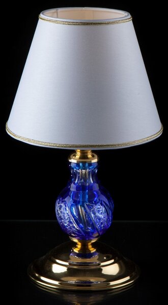 Safírově modrá stolní lampa se stínidlem z modrého přejímaného křišťálu