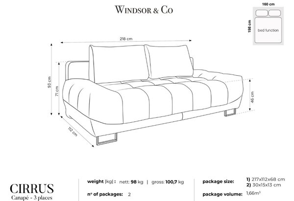-25 % Dny MOMENTI– Windsor & Co Lahvově zelená sametová rozkládací pohovka Cirrus 215 cm