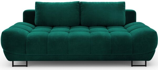 -25 % Dny MOMENTI– Windsor & Co Lahvově zelená sametová rozkládací pohovka Cirrus 215 cm