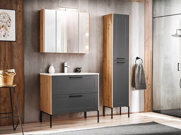 Koupelnová sestava - MADERA grey, 80 cm, sestava č. 1, dub artisan/grafit