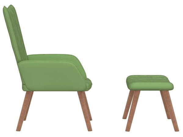 Relaxační křeslo se stoličkou světle zelené samet 327669