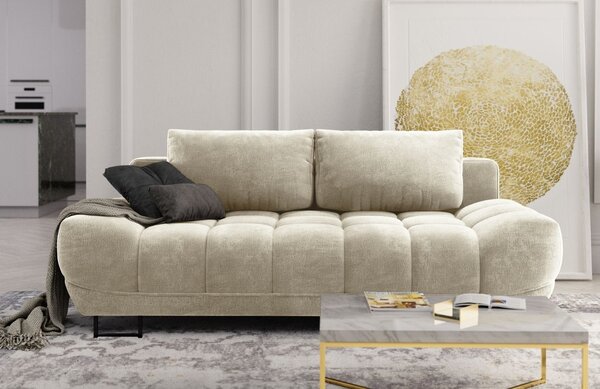 -25 % Dny MOMENTI– Windsor & Co Béžová sametová rozkládací pohovka Cirrus 215 cm
