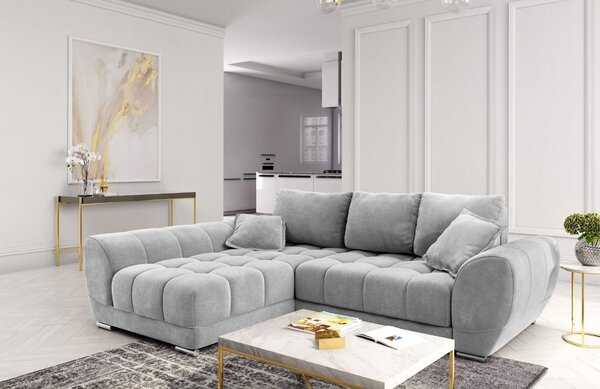 -25 % Dny MOMENTI– Windsor & Co Sametová rozkládací pohovka Nuage 285 cm, levá