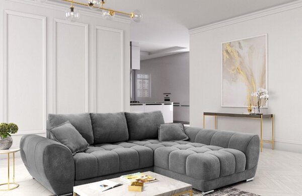 -25 % Dny MOMENTI– Windsor & Co Sametová rozkládací pohovka Nuage 285 cm, pravá