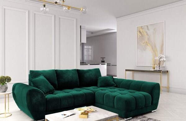 -25 % Dny MOMENTI– Windsor & Co Sametová rozkládací pohovka Nuage 285 cm, pravá