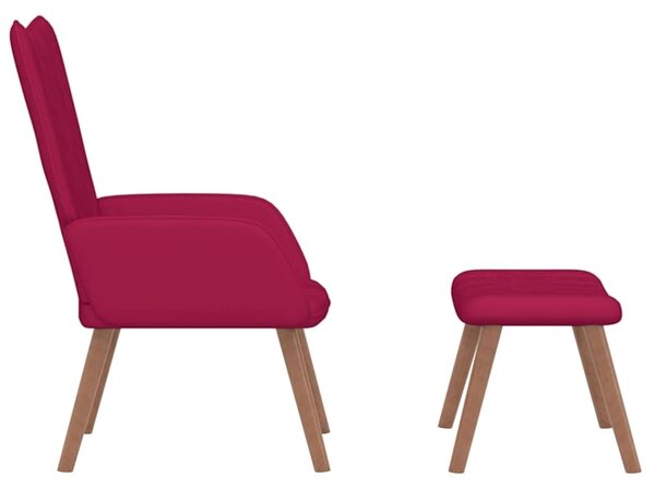 Relaxační křeslo se stoličkou vínové samet 327671