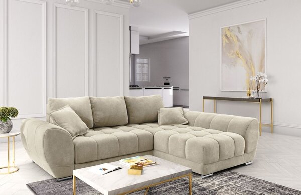 -25 % Dny MOMENTI– Windsor & Co Sametová rozkládací pohovka Nuage 285 cm, pravá
