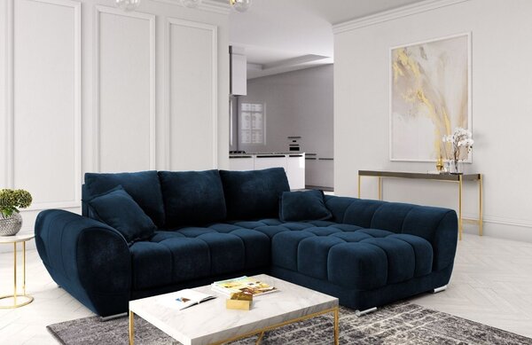 -25 % Dny MOMENTI– Windsor & Co Sametová rozkládací pohovka Nuage 285 cm, pravá