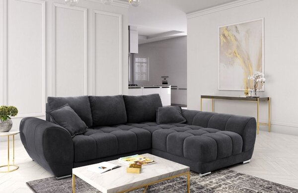 -25 % Dny MOMENTI– Windsor & Co Sametová rozkládací pohovka Nuage 285 cm, pravá