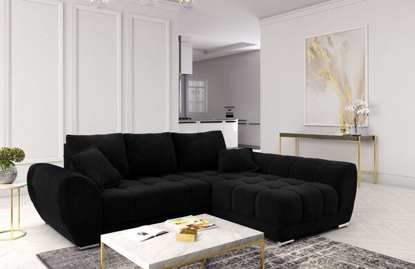 -25 % Dny MOMENTI– Windsor & Co Sametová rozkládací pohovka Nuage 285 cm, pravá
