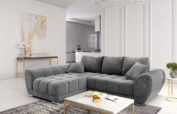 -25 % Dny MOMENTI– Windsor & Co Sametová rozkládací pohovka Nuage 285 cm, levá