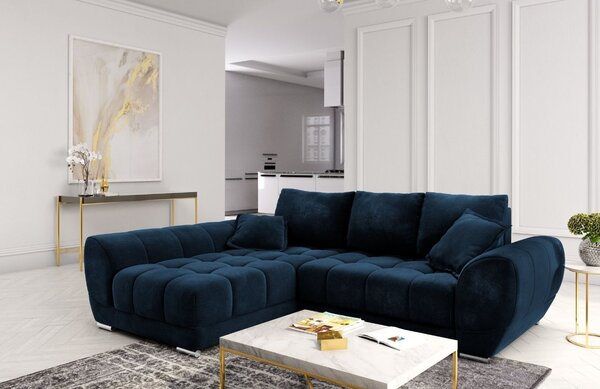 -25 % Dny MOMENTI– Windsor & Co Sametová rozkládací pohovka Nuage 285 cm, levá
