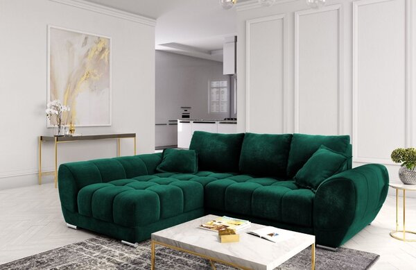 -25 % Dny MOMENTI– Windsor & Co Sametová rozkládací pohovka Nuage 285 cm, levá