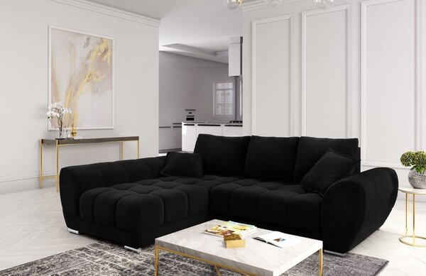 -25 % Dny MOMENTI– Windsor & Co Sametová rozkládací pohovka Nuage 285 cm, levá