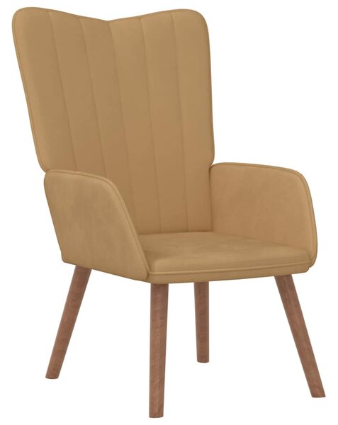 Relaxační křeslo se stoličkou hnědé samet 327674