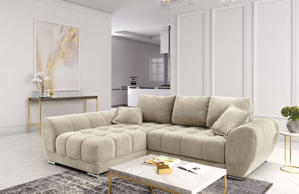 -25 % Dny MOMENTI– Windsor & Co Sametová rozkládací pohovka Nuage 285 cm, levá