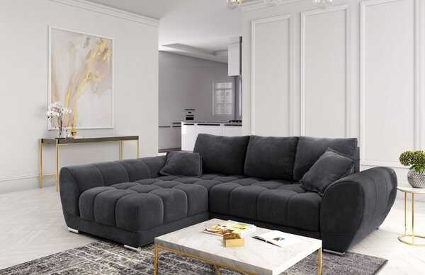 -25 % Dny MOMENTI– Windsor & Co Sametová rozkládací pohovka Nuage 285 cm, levá