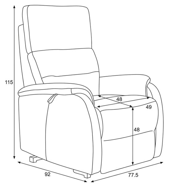TV křeslo OLIVER s elektrickým polohováním — 4 motory, látka, černá, nosnost 150 kg