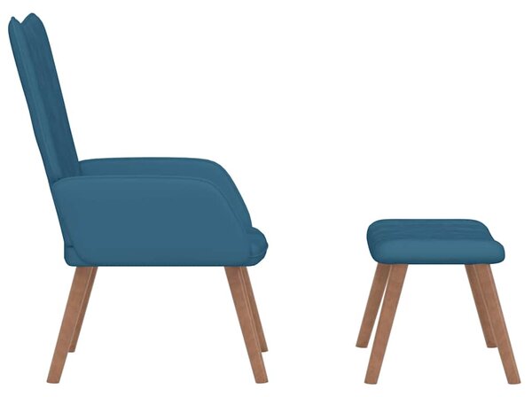 Relaxační křeslo se stoličkou modré samet 327676