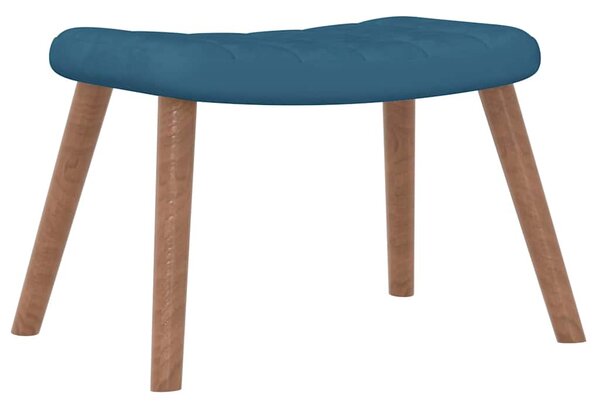 Relaxační křeslo se stoličkou modré samet 327676