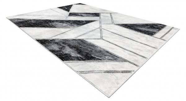 Makro Abra Kusový koberec EMERALD 81953 Luxusní geometrický moderní krémový stříbrný černý Rozměr: 80x150 cm