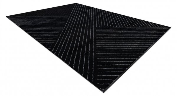 Makro Abra Kusový koberec EMERALD A0084 Luxusní geometrický moderní černý stříbrný Rozměr: 80x150 cm