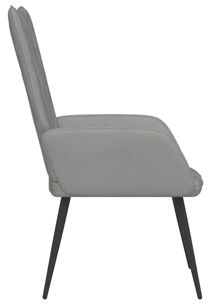 Relaxační křeslo světle šedé samet 327677