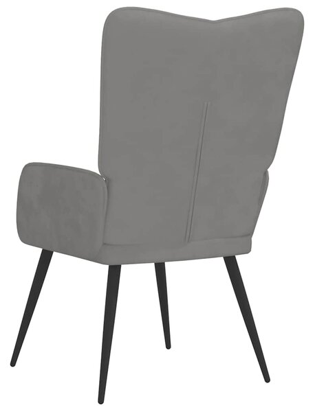 Relaxační křeslo světle šedé samet 327677