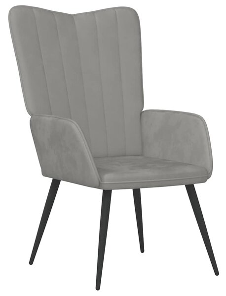 Relaxační křeslo světle šedé samet 327677