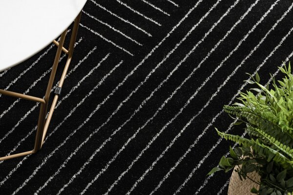 Makro Abra Kusový koberec EMERALD A0084 Luxusní geometrický moderní černý stříbrný Rozměr: 80x150 cm