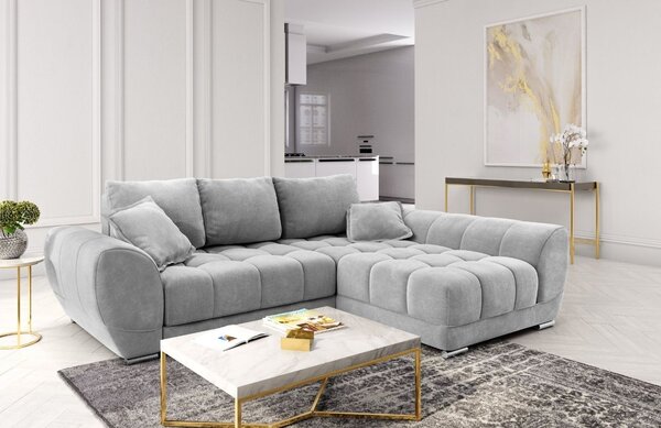 -25 % Dny MOMENTI– Windsor & Co Sametová rozkládací pohovka Nuage 285 cm, pravá