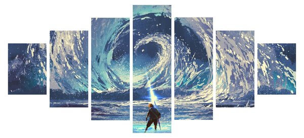 Obraz - Ilustrace kluka s kopím (210x100 cm)