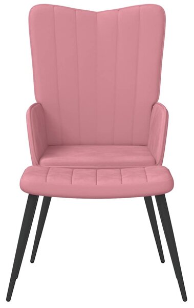 Relaxační křeslo se stoličkou růžové samet 327692