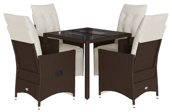 5dílný zahradní bistro set s poduškami hnědý polyratan 3276916