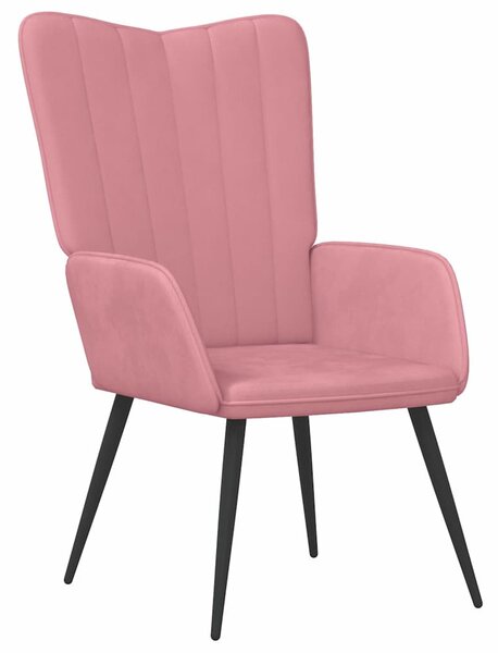 Relaxační křeslo se stoličkou růžové samet 327692