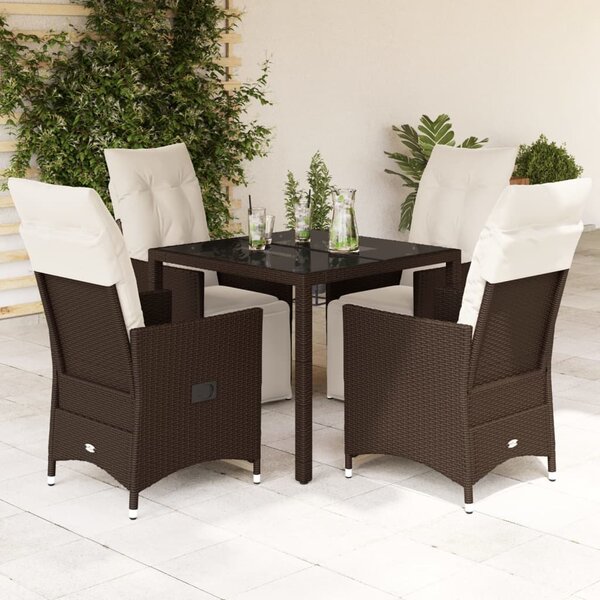 5dílný zahradní bistro set s poduškami hnědý polyratan 3276916