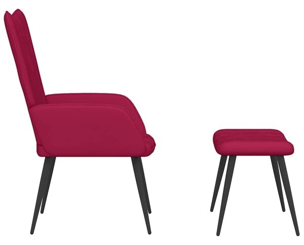Relaxační křeslo se stoličkou vínové samet 327693