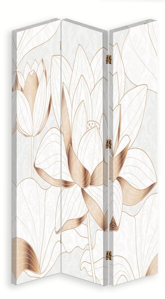 Paraván Lotosový květ v béžové barvě Rozměry: 110 x 170 cm, Provedení: Otočný paraván 360°