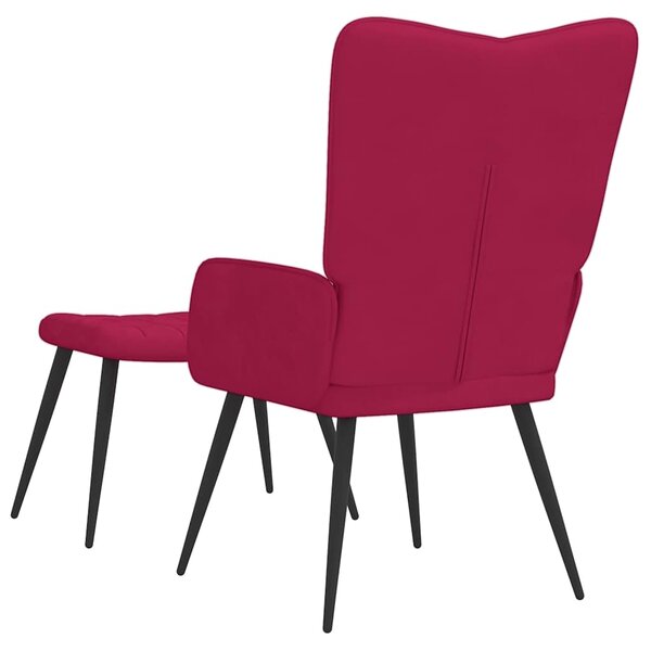 Relaxační křeslo se stoličkou vínové samet 327693