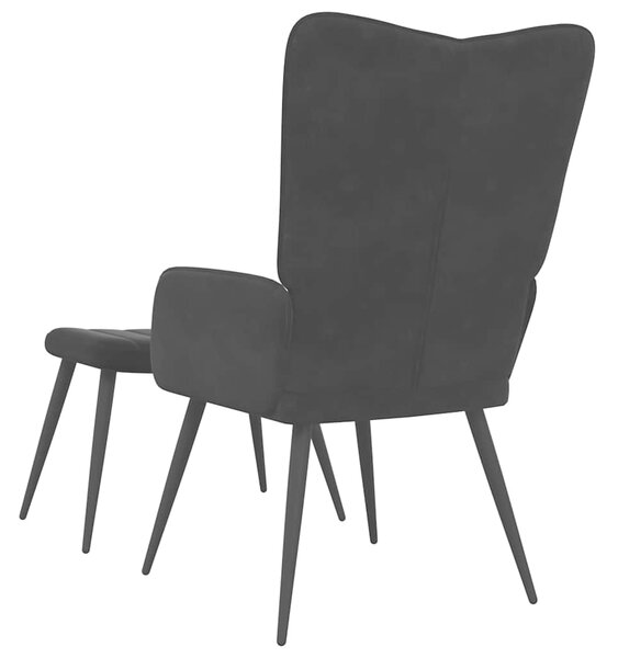 Relaxační křeslo se stoličkou černé samet 327694