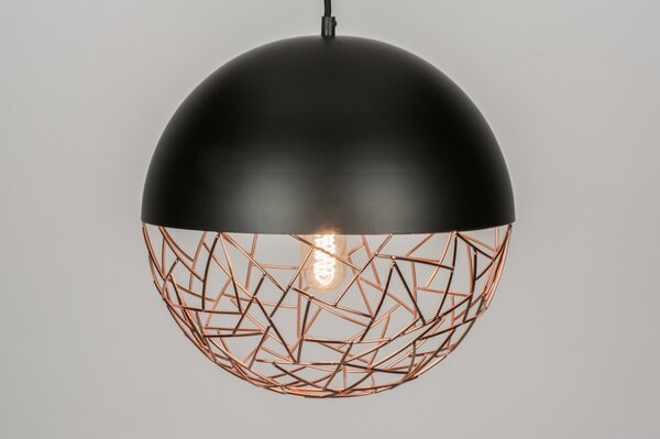 Závěsné industriální designové svítidlo nad stůl Signature Combino Nero and Copper (LMD)