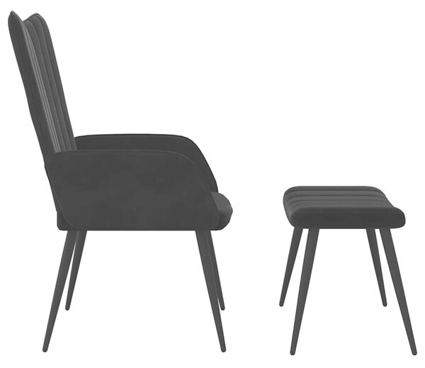 Relaxační křeslo se stoličkou černé samet 327694