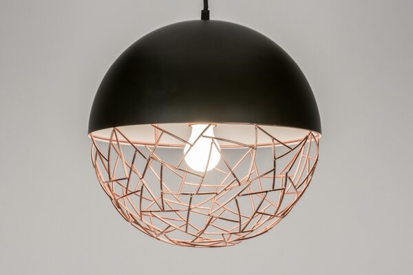 Závěsné industriální designové svítidlo nad stůl Signature Combino Nero and Copper (LMD)