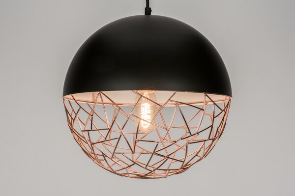 Závěsné industriální designové svítidlo nad stůl Signature Combino Nero and Copper (LMD)